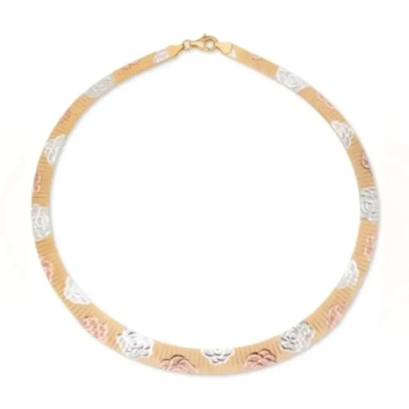 Giani Bernini Tri-Color Rosette Graduated 17"Collar Necklace MADE IN ITALY - Picture 1 of 1